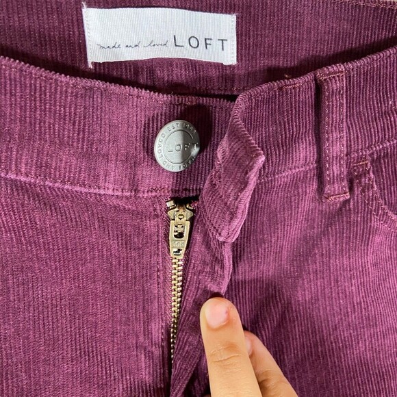 LOFT Made and Love Corduroy Pants Women 24P Modern Straight Burgundy Jeans Slack - Picture 9 of 11